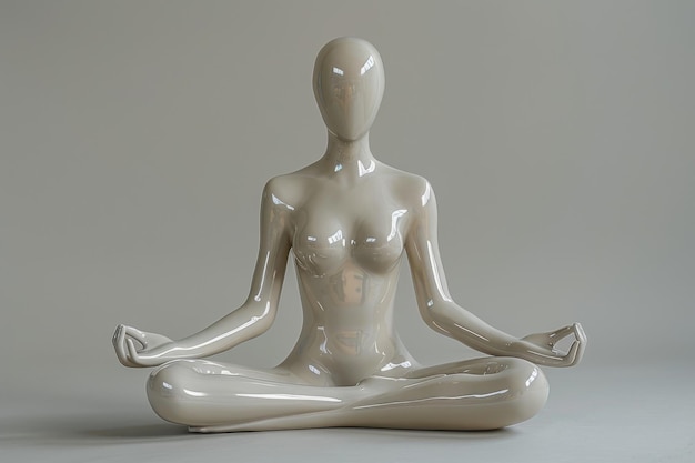 Foto weiße mannequin sitzt in einer yoga-pose