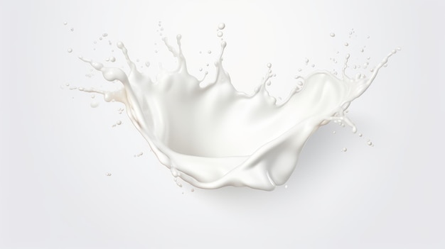 Weiße Milchspritzer isoliert auf grauem Hintergrund Weiße Flüssigkeitsspritzer