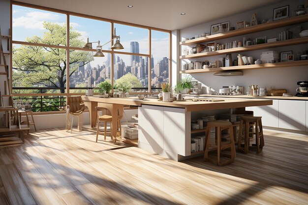 weiße moderne Küche in einem Haus mit wunderschönem Bergblick