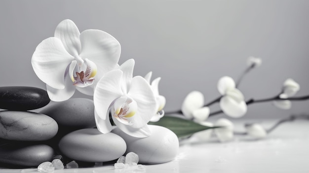 Weiße Orchideen auf einem Spa-Tisch