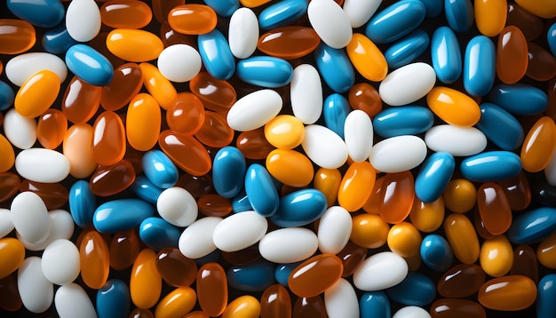 Weiße Pillen auf blauem Hintergrund