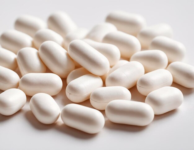 weiße Pillen auf weißem Hintergrund