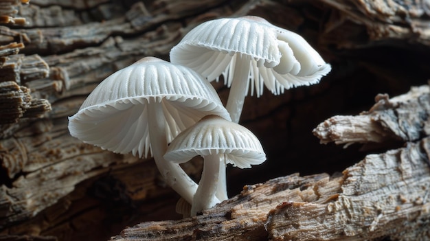 Weiße Pilze im Holz Kappenpilze im Holz