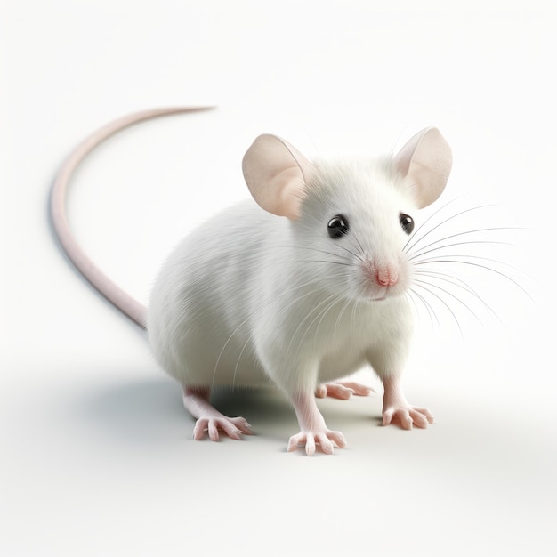 Weiße Ratte 3D-Rendering auf weißem Hintergrund Wissenschaftliche Genauigkeit und Präzisionismus Einfluss