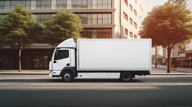 Foto weiße realistische lkw-vorlage lieferung oder logistikkonzept generative ki