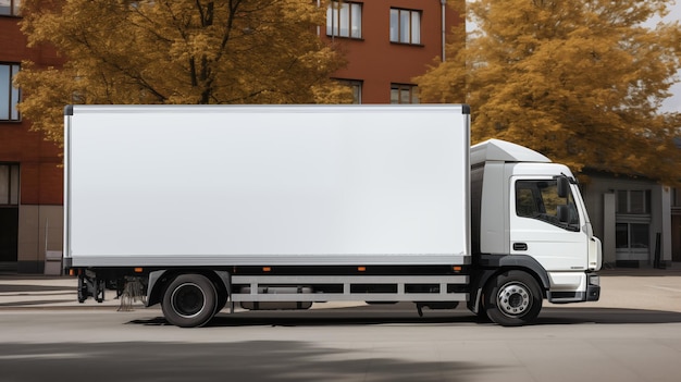 Foto weiße realistische lkw-vorlage lieferung oder logistikkonzept generative ki