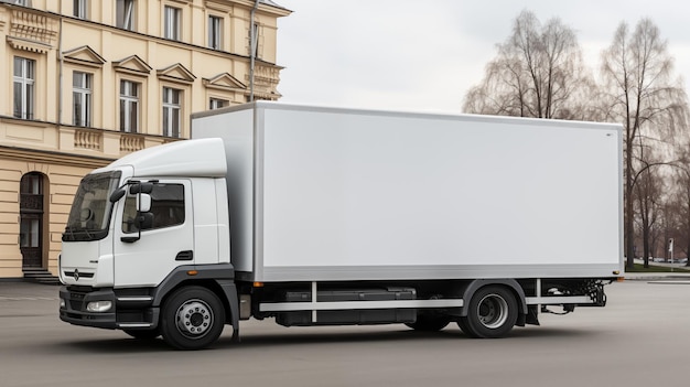 Foto weiße realistische lkw-vorlage lieferung oder logistikkonzept generative ki