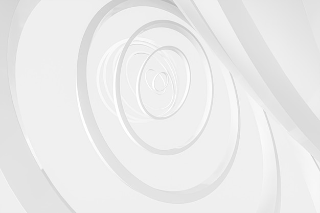 Weiße Ringe und weißer Hintergrund 3D-Rendering Computerdigitalzeichnung
