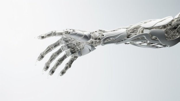 Weiße Roboter-Hand-Armwrestling mit menschlicher Hand zeigt Präzision