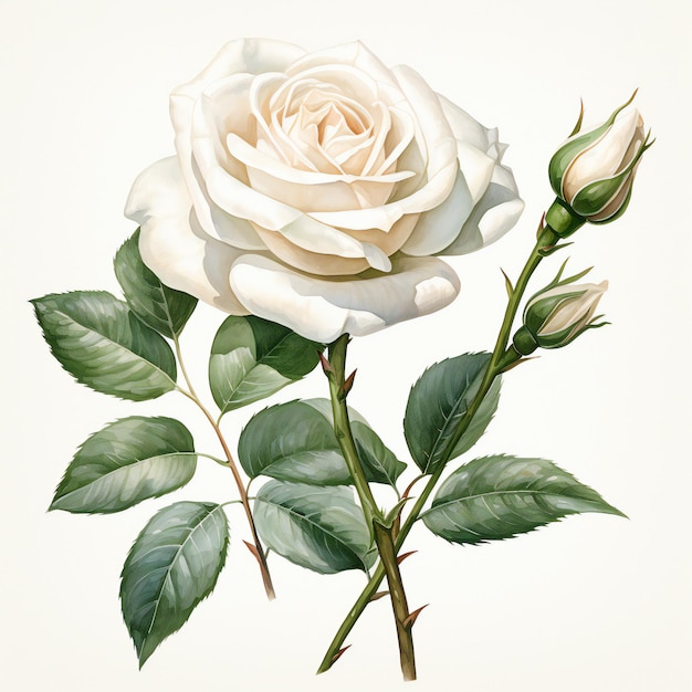 Weiße Rose Clipart in weißem Hintergrund für grafische Illustrationen und Einladungen Zeitschriften und Karten