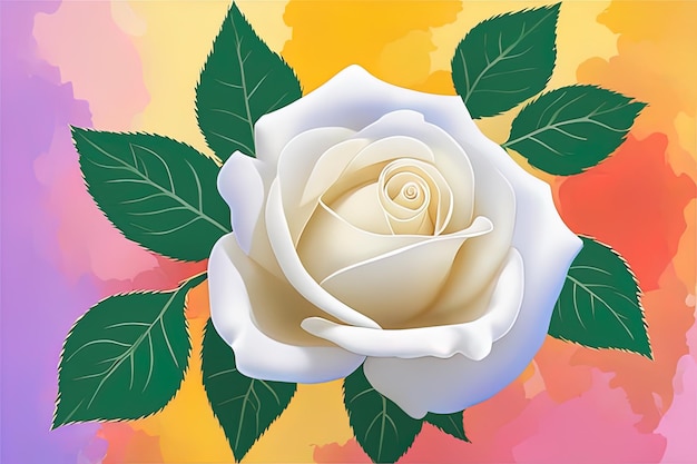 weiße Rosenblüte mit goldenen Blütenblättern, Vektorillustration eines schönen Rosenblütenhintergrunds, weiße Rosen