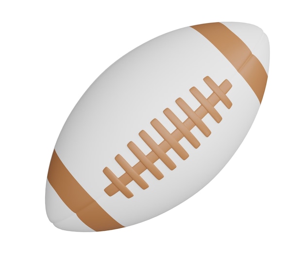 weiße Rugby-Ball-Sportgeräte 3D-Render-Illustration isoliert auf weißem Hintergrund