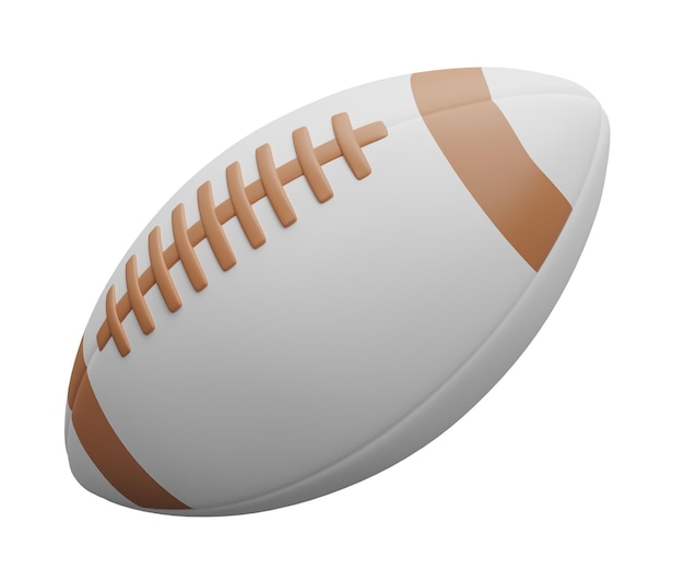 weiße Rugby-Ball-Sportgeräte 3D-Render-Illustration isoliert auf weißem Hintergrund