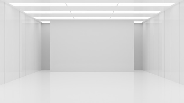 Foto weiße saubere leere architektur innenraum raum studio hintergrund wand display produkte minimalistisch. 3d-rendering.