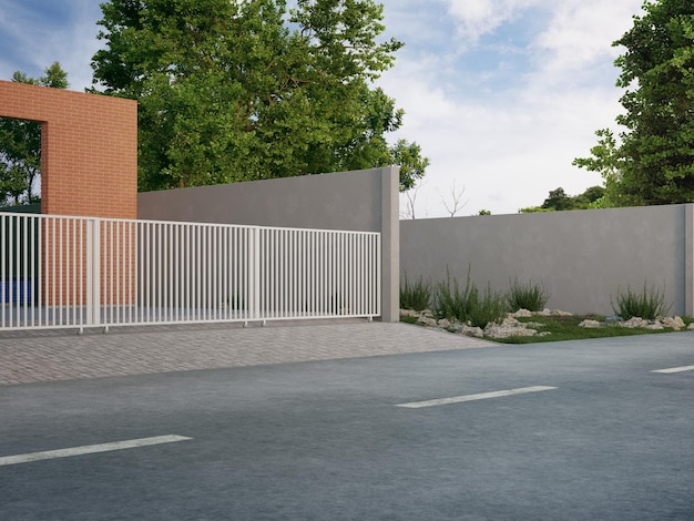 Weiße Schiebetür auf Betonboden in modernem Haus