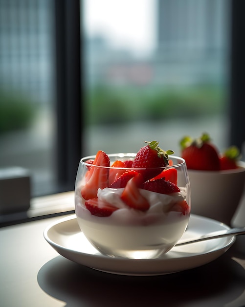 weiße Schokoladenmousse mit Erdbeeren