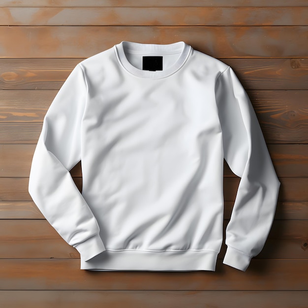 Weiße Sweatshirt-Vorderseite und Mitte Mockup-Bildvorlage