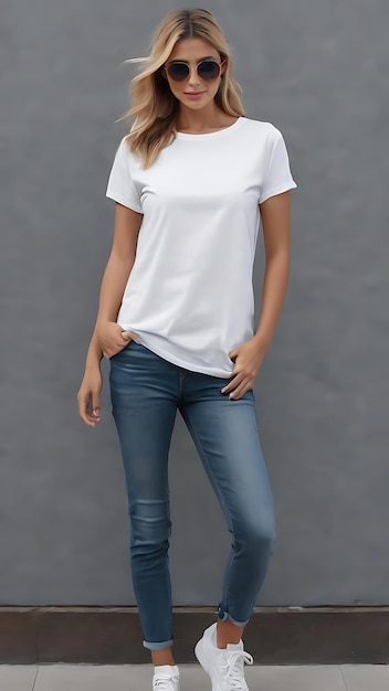 Weiße T-Shirts mit Copy-Raum auf grauem Hintergrund