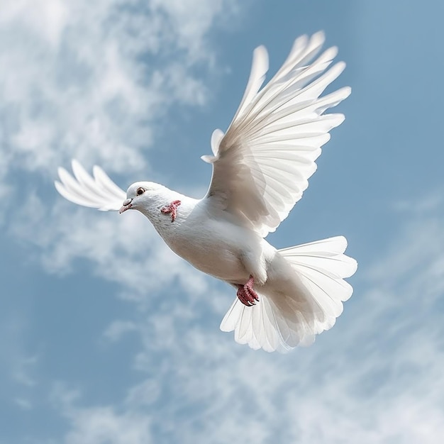 weiße Taube fliegt im isolierten Hintergrund hd