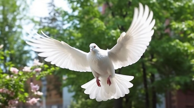 Foto weiße taube fliegt im isolierten hintergrund hd