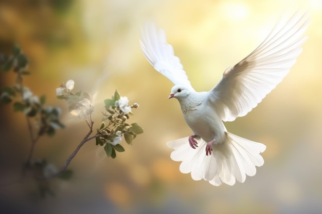 Weiße Taube im Flug Internationaler Tag des Friedens