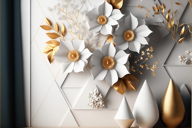 Weiße und goldene Schmuckblumen
