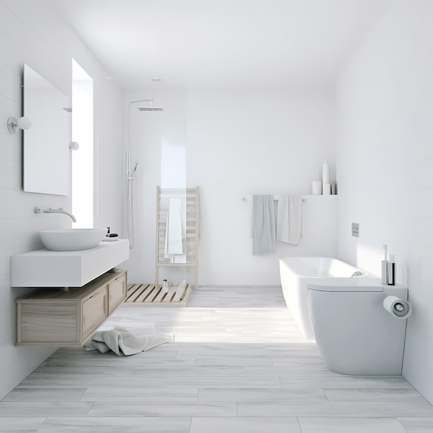 weiße und graue Farbe minimale Badezimmer