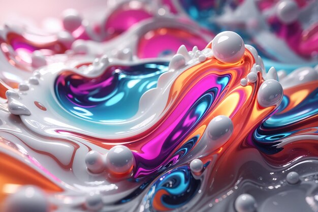 Weiße und Neonfarben flüssig wellenförmige flüssige abstrakte Hintergrund Trendy Technologie Design Hintergrund