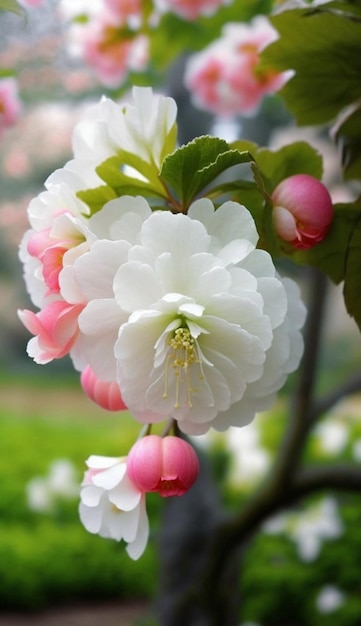 Weiße und rosa Blüten auf einem Baum