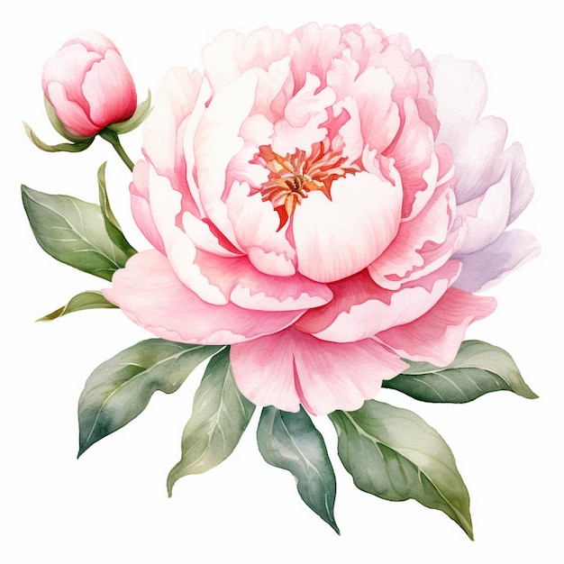 Foto weiße und rosa pfeunen aquarelle clipart