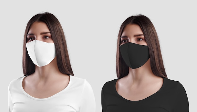 weiße und schwarze Gesichtsmasken auf dem Mädchen-Set