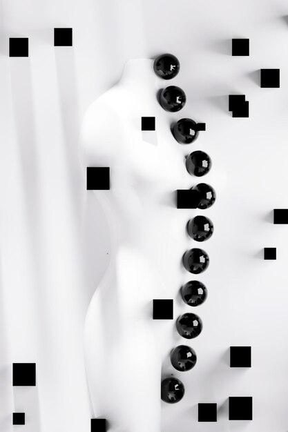Foto weiße und schwarze weibliche kunst 3d-render