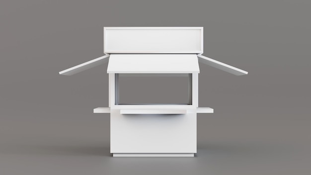 Weiße Vorlage leerer Kiosk-Mock-up-Stand für Produktausstellungsshow 3D-Rendering