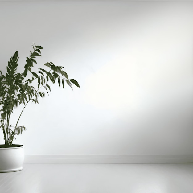 Weiße Wand mit Pflanzenmodell