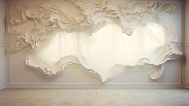 Weiße Wellenwand im Raum als Hintergrund