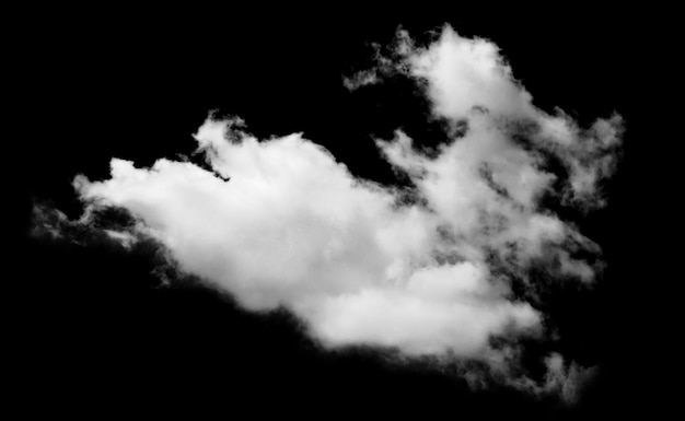Weiße Wolke isoliert auf schwarzem Hintergrund Texturierte Rauchbürsten-Effekt