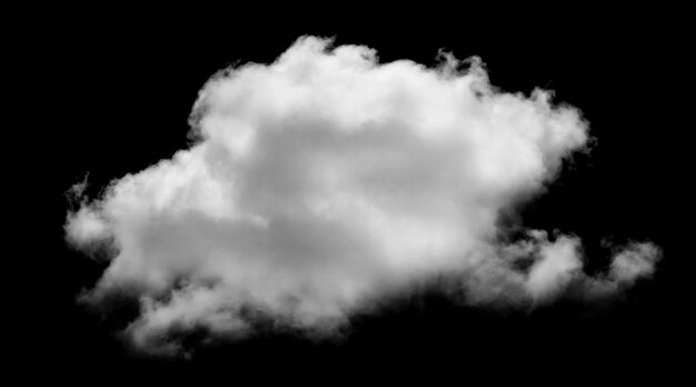 Weiße Wolke isoliert auf schwarzem Hintergrund Texturierte Rauchbürsten-Effekt