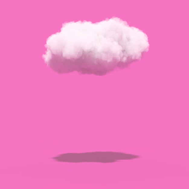 Weiße Wolke mit Schatten auf rosa Hintergrund. 3D-Rendering
