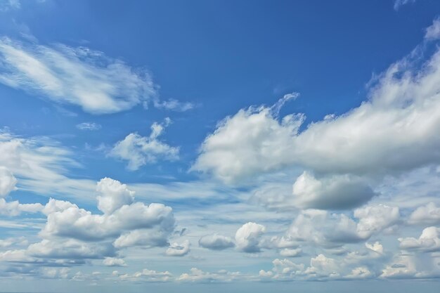 weiße Wolken auf blauem Himmelshintergrund, abstrakte saisonale Tapete, sonnige Tagesatmosphäre