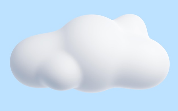 Weiße Wolkenkarikatur 3d rendern weiche, flauschige, runde Wolken auf blauem pastellfarbenem Hintergrund