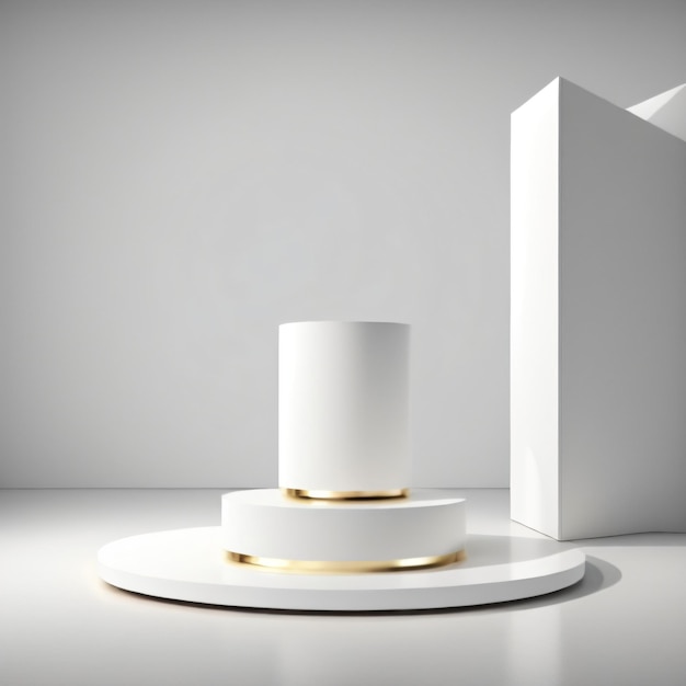 Weiße Zylinderpodest-Produktpräsentationsplattform mit weißem Hintergrund