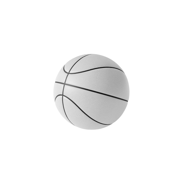 Weißer Basketballball isoliert auf weißem Hintergrund 3D-Rendering