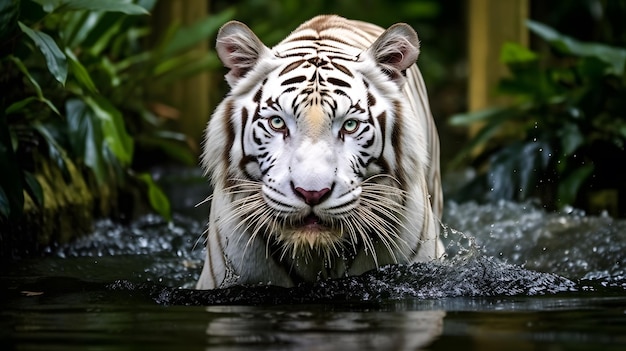 Weißer Bengaltiger im Fluss und die Kunst der Tierfotografie