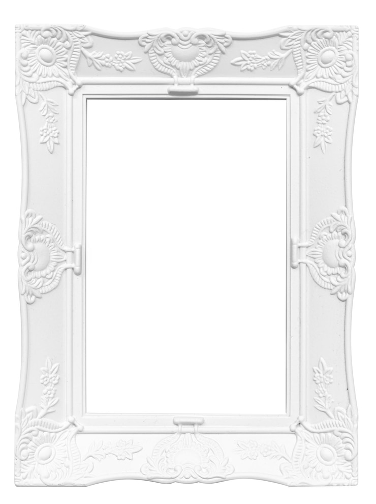 Foto weißer bildrahmen auf weißem hintergrund mockup der vorlage