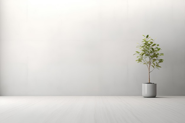 Weißer Boden und Topfpflanze auf weißem Hintergrund