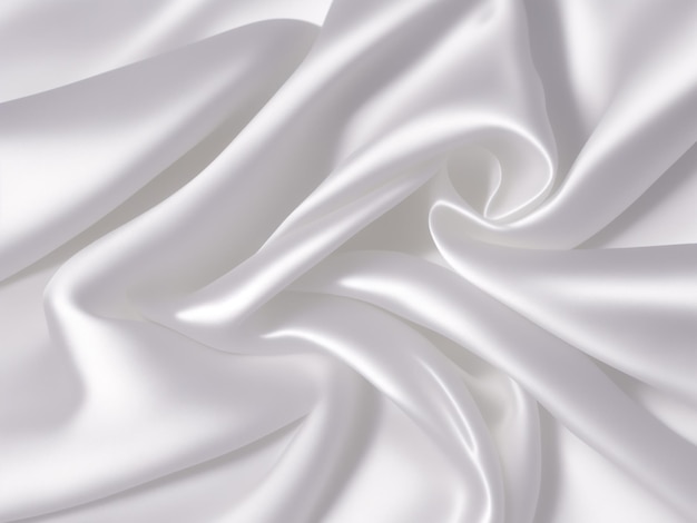 Weißer, eleganter Satin-Seidenstoff mit Textur, realistisches Hintergrundbild