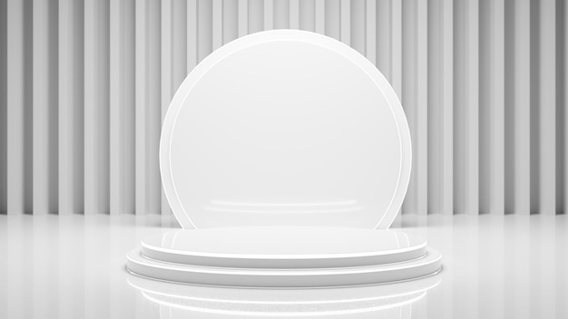 Weißer futuristischer minimalistischer Raum mit Podium