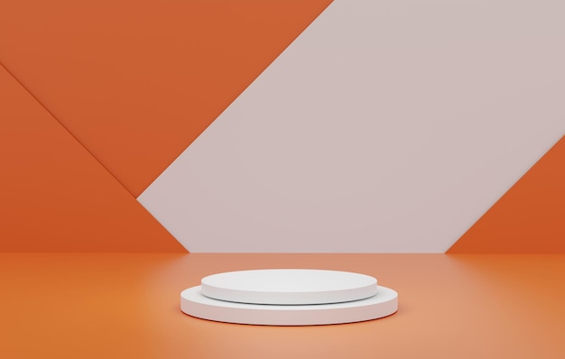 Foto weißer geometriesockel für die anzeige leerer produktstand mit einer geometrischen form im minimalen stil 3d-rendering-illustration