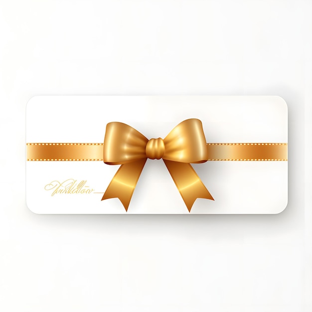Weißer Geschenkgutschein mit goldenem Band und Schleife Disco auf transparentem oder weißem Hintergrund