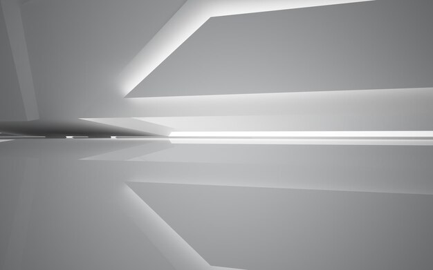 Weißer glatter abstrakter architektonischer Hintergrund. 3D-Darstellung und -Rendering